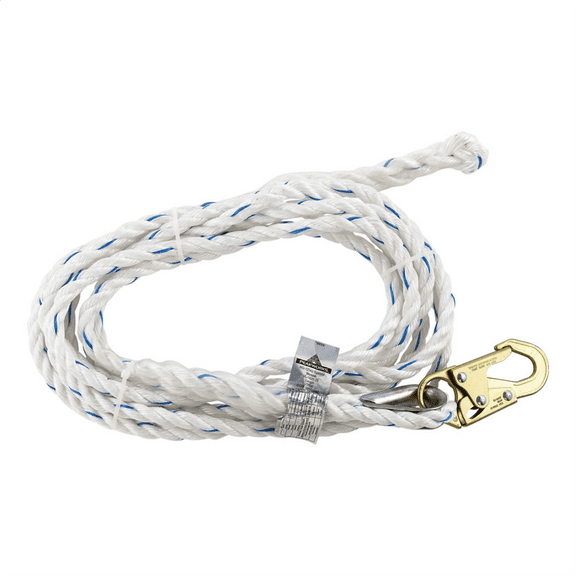 PeakWorks Standard Vertical Lifeline, 5/8" Rope - 50 FT - Snap Hook