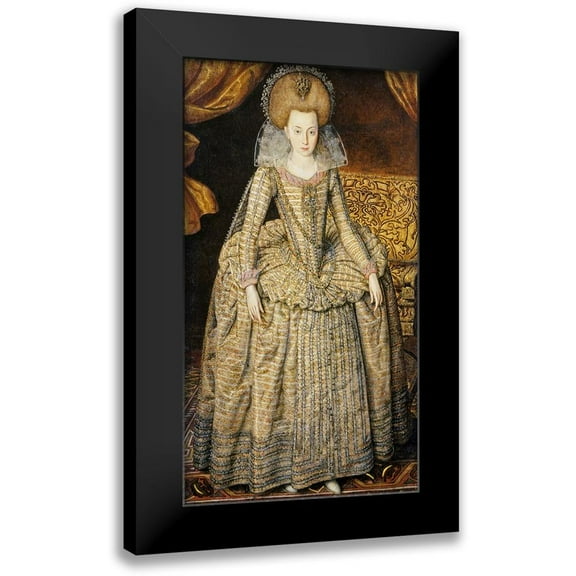 Peake, Robert 10x14 Black Modern Framed Museum Art Print Titled - Portrait of Queen Elizabeth of Bohemia