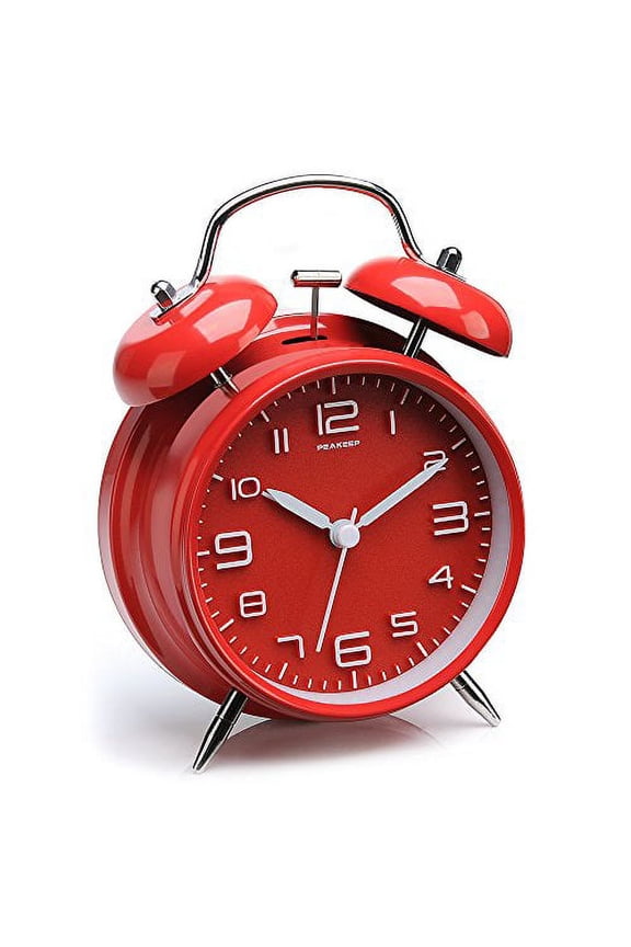 4 inches Twin Bell Alarm Clock with Stereoscopic Dial, Backlight, Battery Operated Loud Alarm Clock(Red)