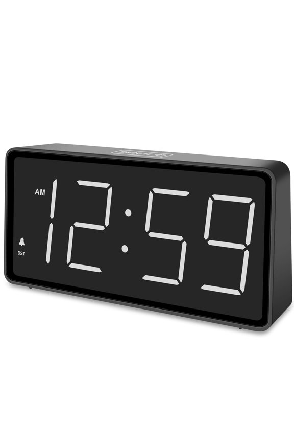 Battery Operated Digital Alarm Clock for Bedrooms Cordless - Auto/Manual Dimmer, Volume Adjustable, Large Big Numbers Display, Dual Power Supply