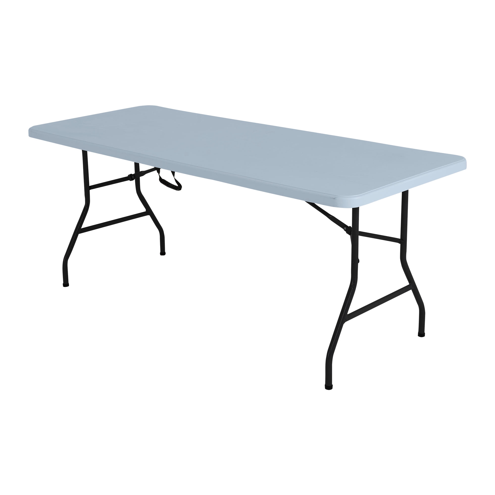 Oversized Party Folding Table 6.5 X 3 Portable Fold in Half Design -  Plastic Blow Molded Table Great for Card, Craft, Camping, Work and Hobbies  BLACK