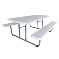 thumbnail image 1 of Peakform 6' Rectangular Picnic Table Double Bench Wood Grain Seating, White, 1 of 7