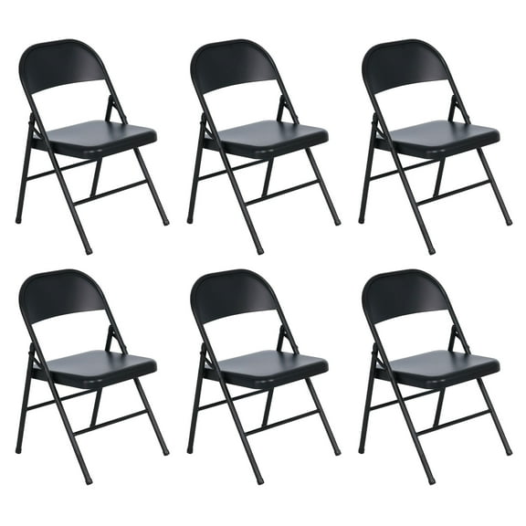 Peakform Steel Folding Chair with Cross Leg Braces Construction, 6 Pack