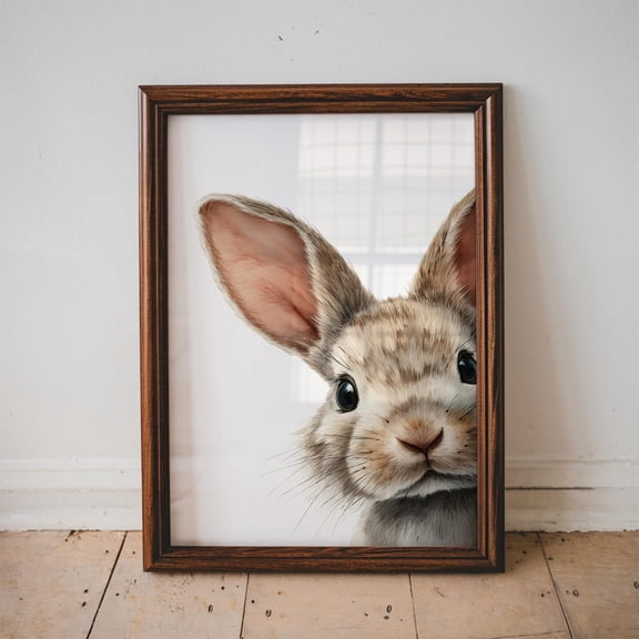 Peaking Bunny Cute Easter Home Decor Nurser Wall Art, Unframed Poster