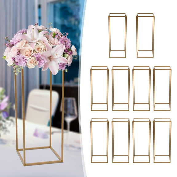 Peakora 10PCS Gold Wedding Table Flower Stand Modern Metal Vase Column Stand Geometric Centerpiece for Wedding Table Arrangements Party Decorations and Event Embellishments 9.44*9.44*23.62in