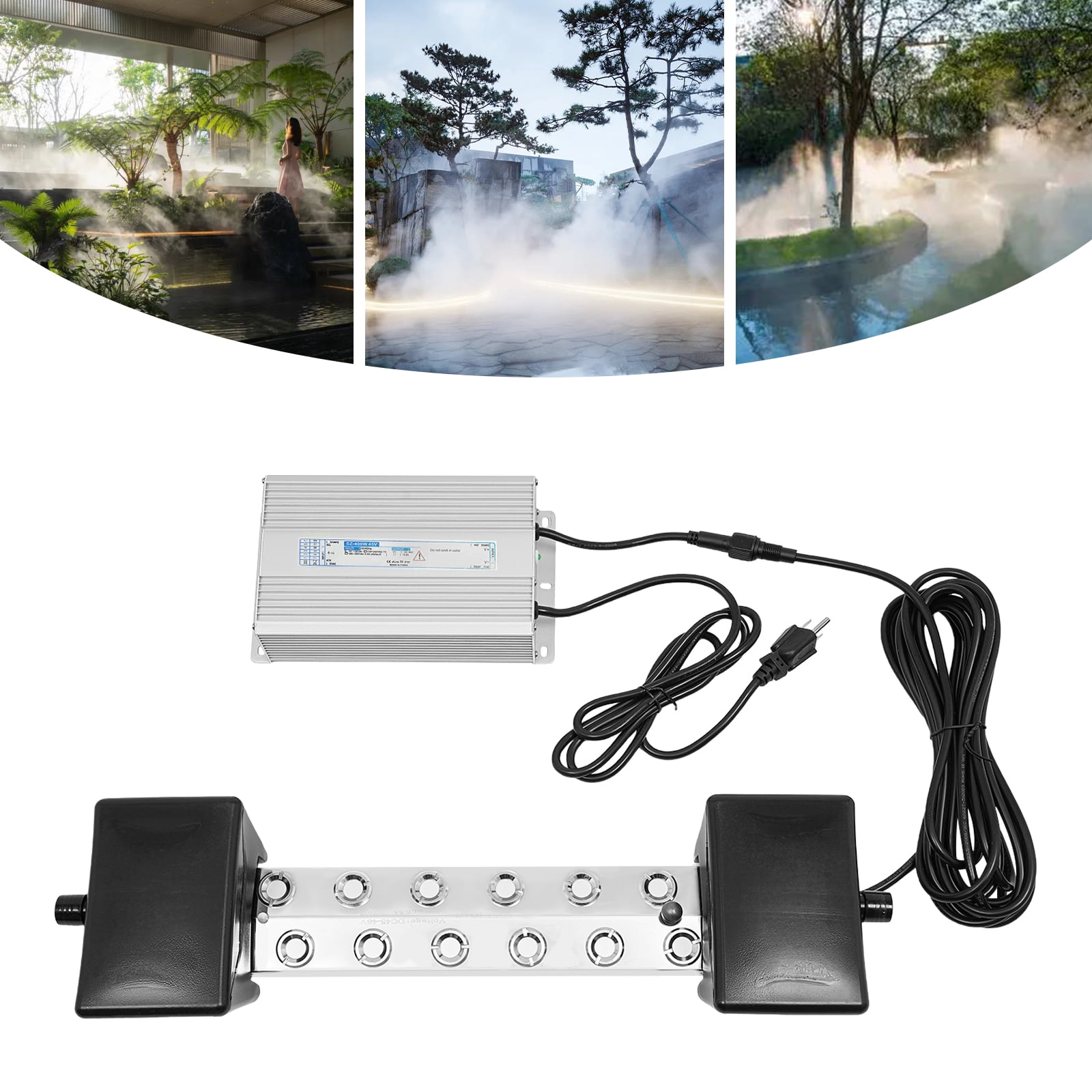 Peakora 12 Head Ultrasonic Mist Maker Fogger Stainless Steel Pond Mister Atomizer Fogger Humidifier Ip67 Aluminum Waterproof Power-Off Protection Use for Aquarium Rockery