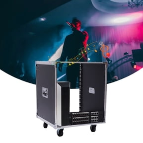 Peakora 12u Portable Rolling Network Rack Built-In Handles, Swivel Caster Wheels, Audio Video, Telecom, Equipment Rack 220.46lbs Capacity Black 19*20.9*26in