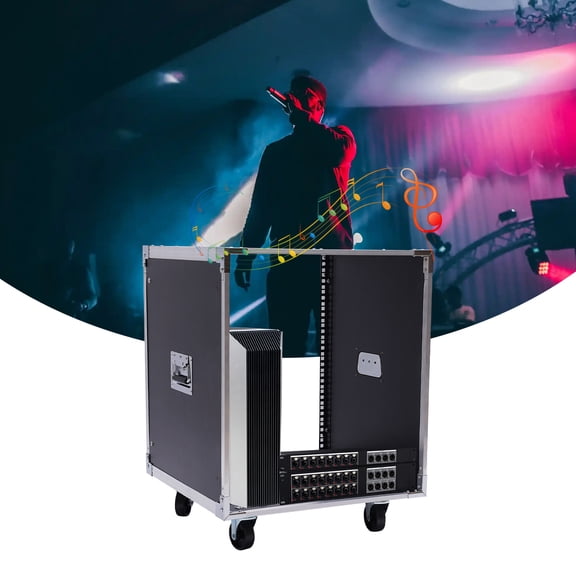 Peakora 12u Portable Rolling Network Rack Built-In Handles, Swivel Caster Wheels, Audio Video, Telecom, Equipment Rack 220.46lbs Capacity Black 19*20.9*26in