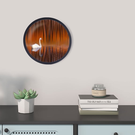 Peakora 16inch Round Photo Frame Wall Picture Frame Photo Decoration Mdf with Glass Black for Wedding Office Home Wall Decorations