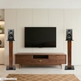 thumbnail image 1 of Peakora 2-Pack Speaker Stands, 34 Inches Modern Home Speaker Stands, Freestanding Audio Electronics Equipment Holder Support Space-Saving for Living Room/Bedroom/Music Room, Brown & Black, 1 of 15