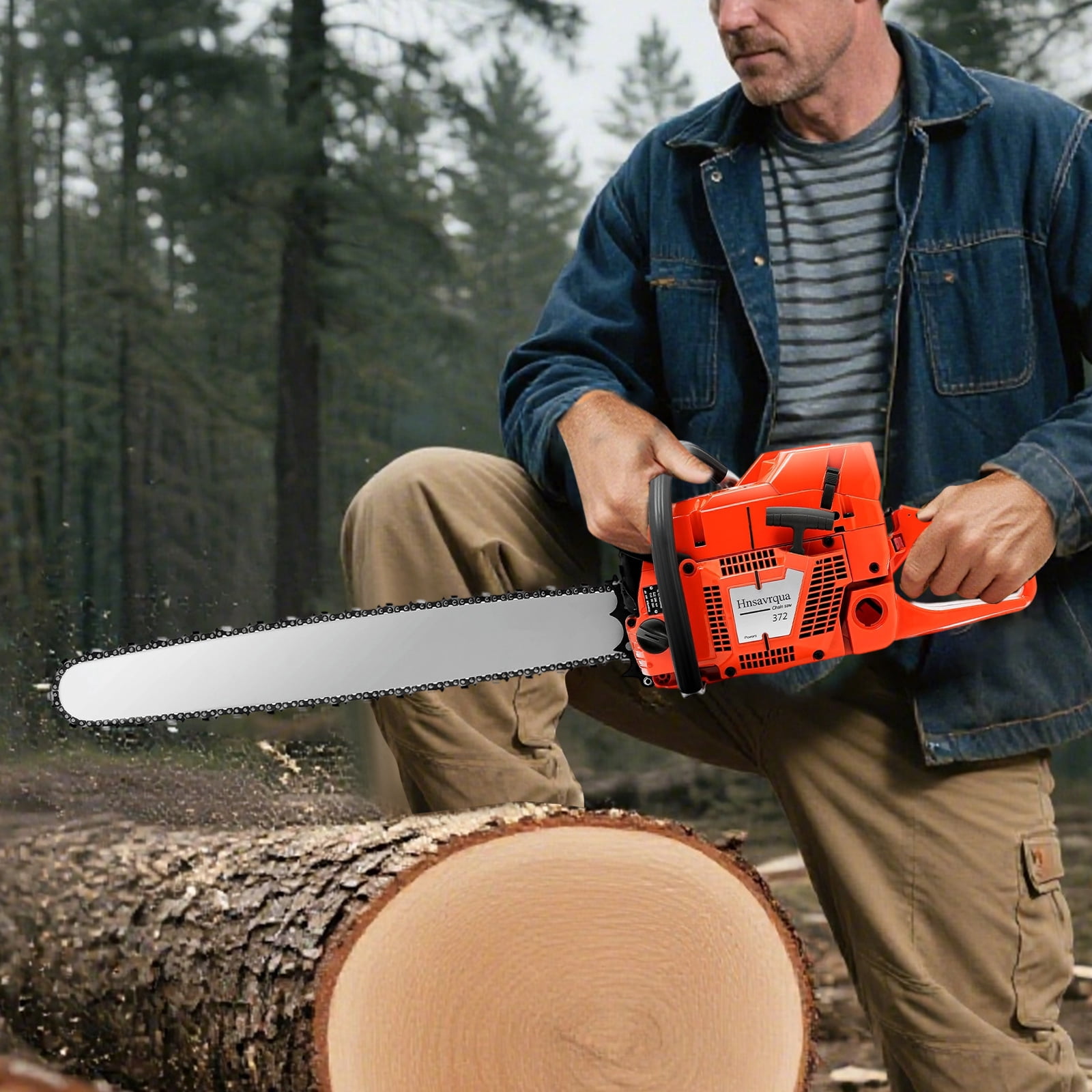 Peakora 28" 71CC Handheld Cordless Petrol Chain Saw with 2-Stoke Enegine 3.9KW Forest Wood Cutting Tool Set Single Cylinder Gas Powered Chainsaw 10000rpm for Garden Pruning Forest Logging