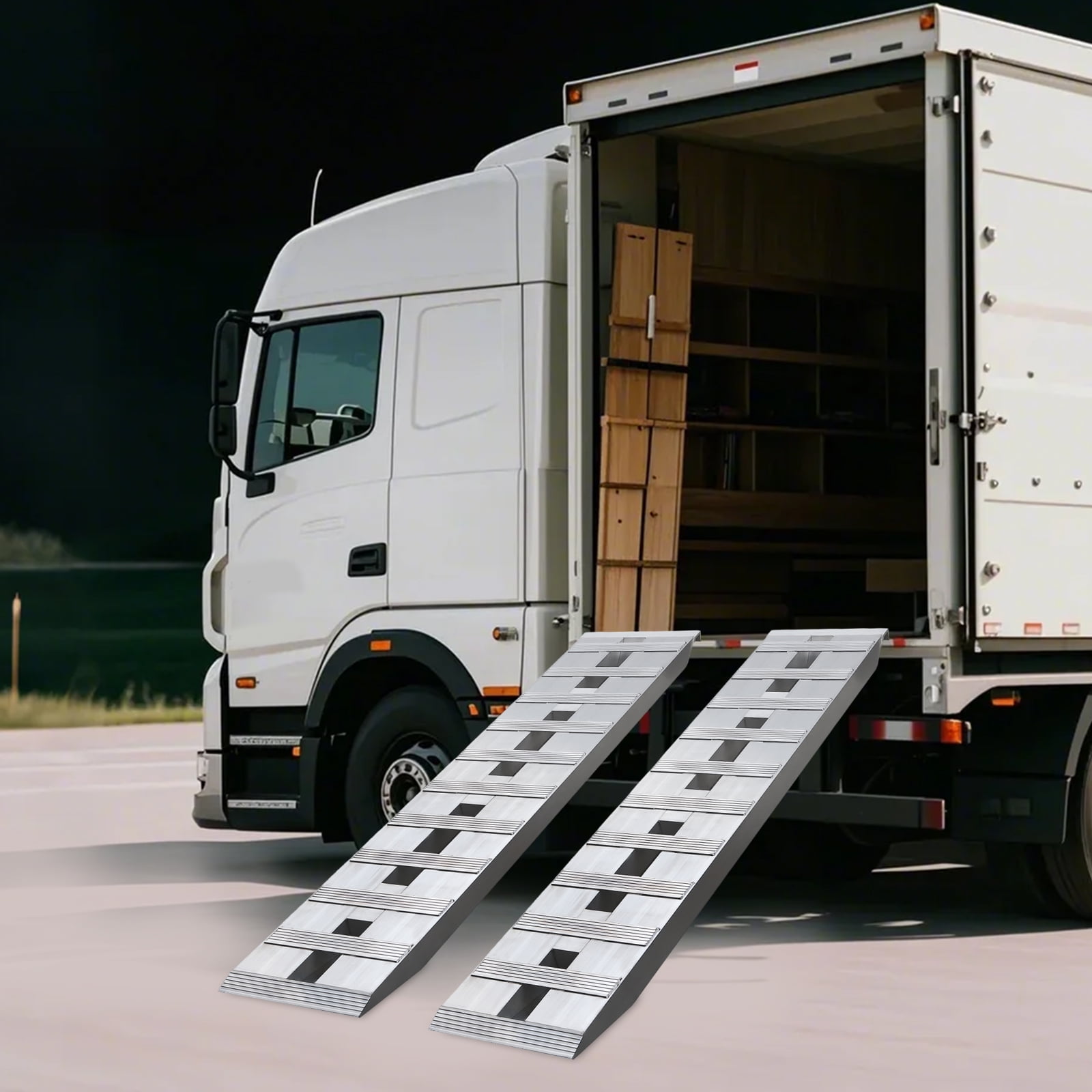 Peakora 2PCS Aluminum Trailer Ramps with Top Hook Attaching End, Heavy ...