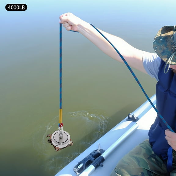 Peakora 4000LB Kit Deluxe Double Sided Fishing Magnet Super Strong | Includes Case, Rope, Gloves, Hook, and Durable Orange Rubber Protector