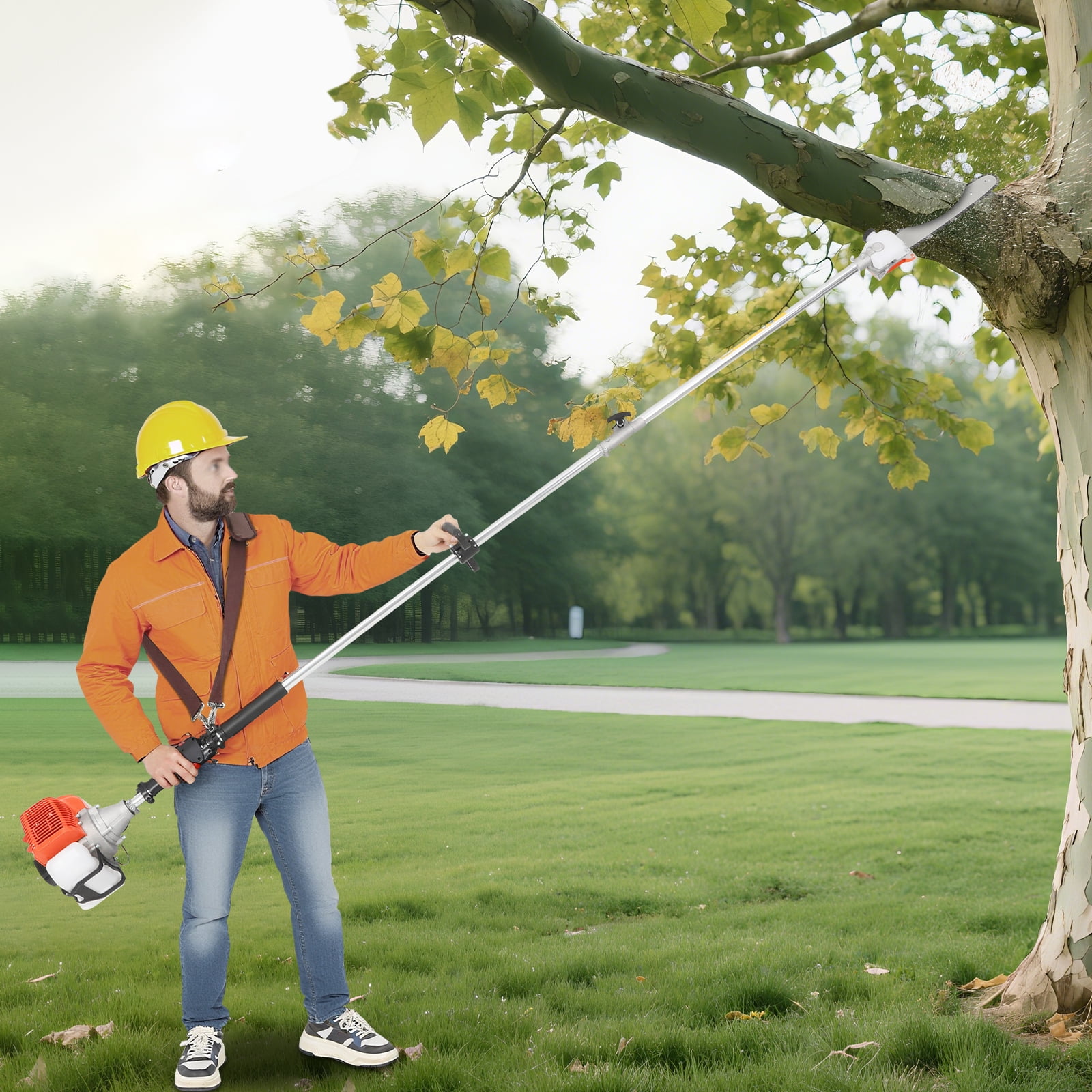 Peakora 52cc 2-Stroke High Branch Saw with Fuel Tank, 0.32gal Portable Extendable Hedge Trimmer Extendable to 7.5ft, Gas Pole Saws for Tree Trimming, Branch Cutting