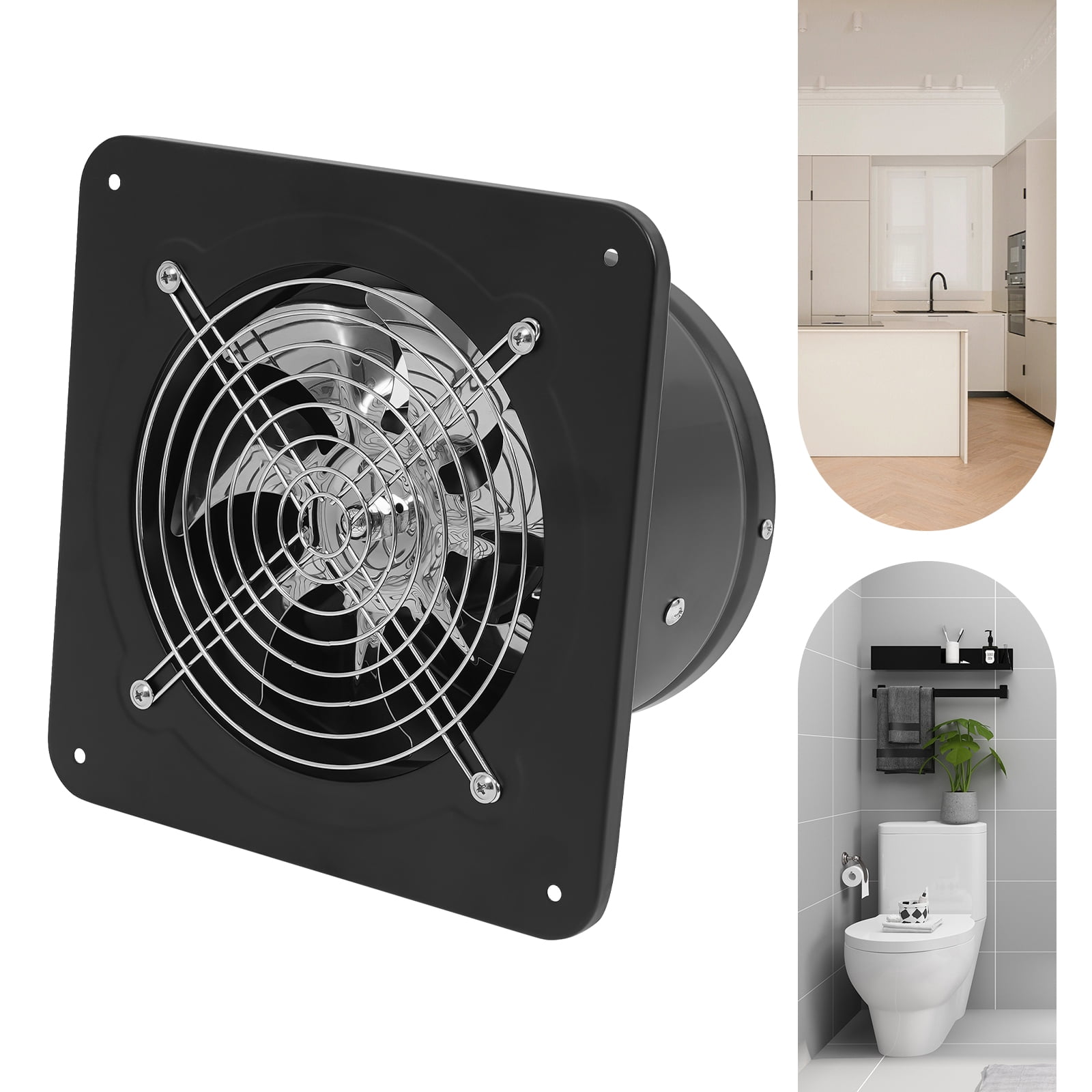 Peakora 7" 50W Quite Wall Exhaust Fan 2600 RPM High SpeedWall Exhaust Fan for Kitchen Bathroom Utility Metal Extractor Fan for Attic, Garage, Window Ventilation