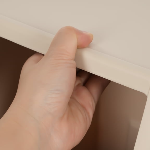 Peakora 8 Gallon Trash Can with Narrow Opening, Khaki, Hinged Flap Lid for Odor Control and Easy Waste Disposal, Ideal for Small Spaces