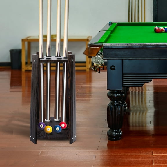 Peakora 8 Hole Billiard Rack, Wood Grain Square Base, Pool Cue Display Stand, Compact Storage Solution for Cues 58-60 Inches