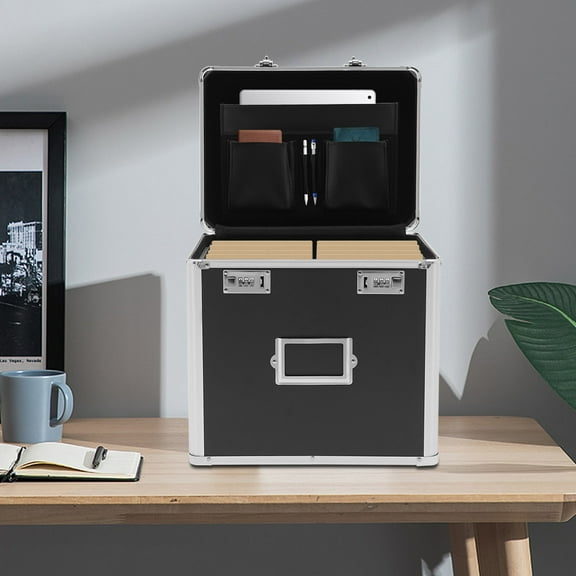 Peakora Aluminum File Carrying Case, Black Executive Document Briefcase & Business File Storage Solution