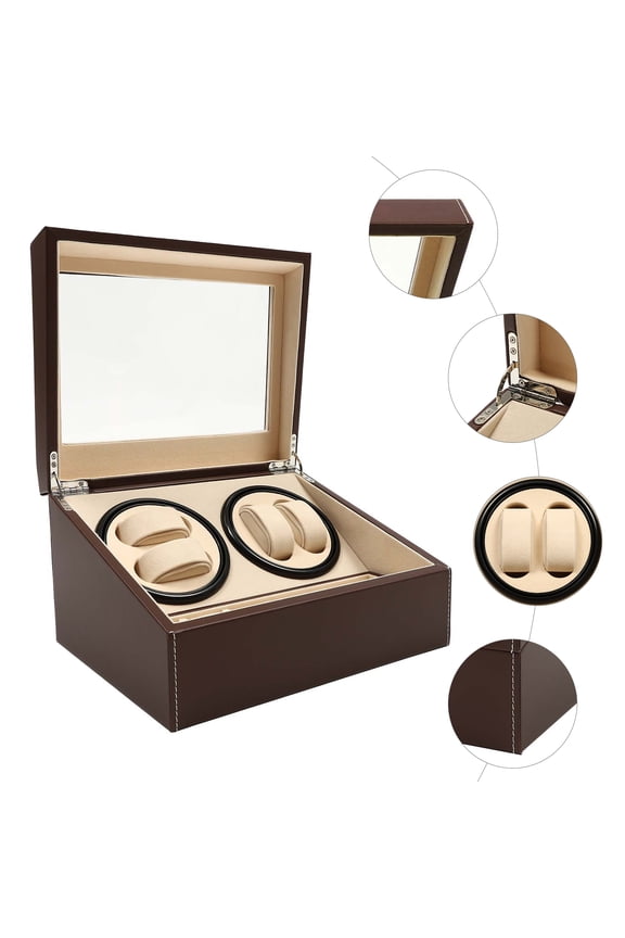 Automatic Watch Winder with 6 Storage Positions, 4 Watch Rockers, Low Noise Motor, and MDF, PU Material, Perfect for Watch Collection