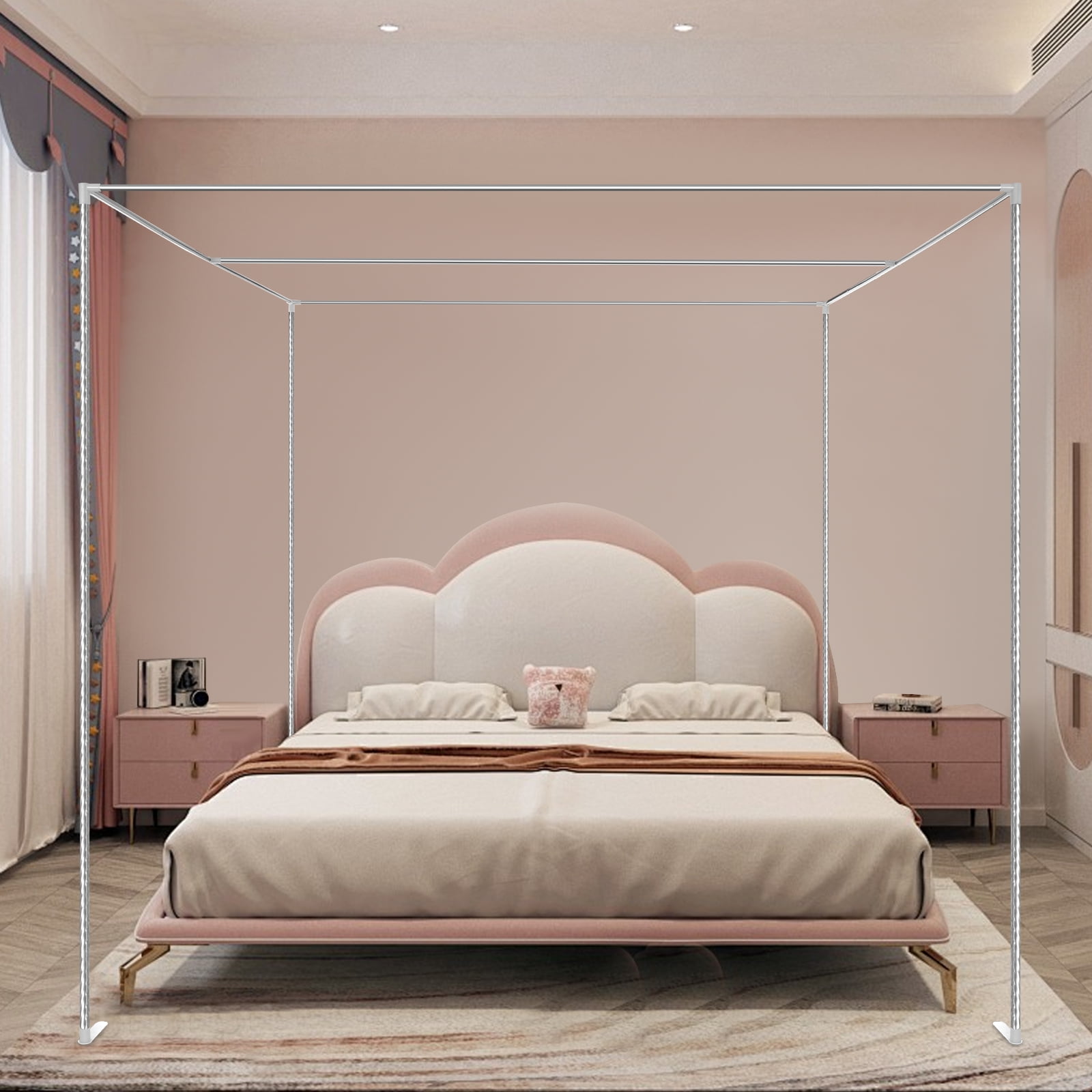 Peakora Canopy Bed Frame Mosquito Netting Canopy Frame Stainless Steel Fit for Most Beds Not Exceeding 6.56 * 6.56 Feet