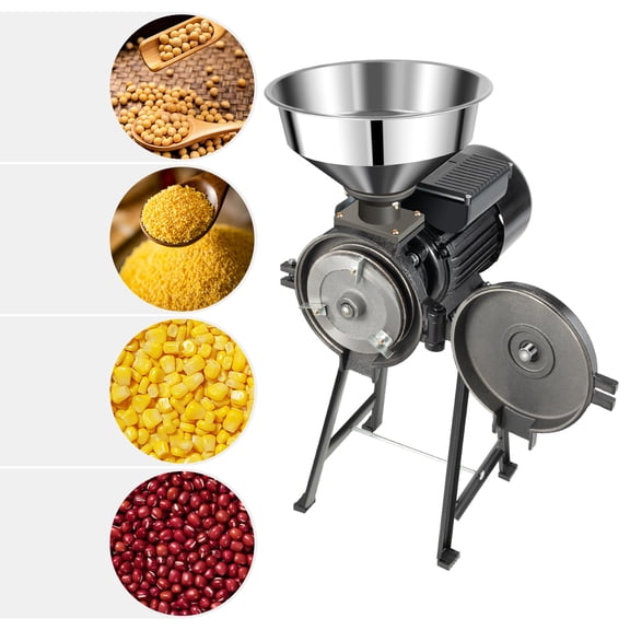 Peakora Commercial Electric Grain Grinder Heavy Duty Electric Grain Grinding Machine with Funnel Dry Cereals Wheat Grinder Rice Coffee Wheat Corn Grain Mills for Grain Mills 1500W 1400RPM Black