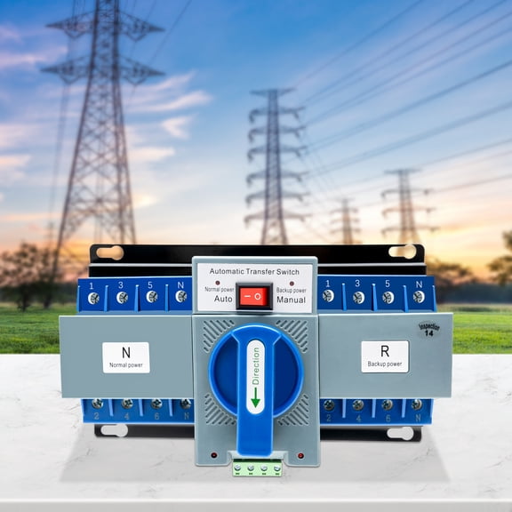 Peakora Dual Power Transfer Switch 220V Automatic Changeover Switch 4P 63A Transfer Switch 8.85*5.11*4.72in for Homes or Public Places