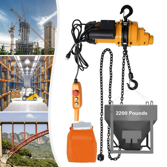 Peakora Electric Chain Hoist, 2200lbs with 3m Wired Remote Control, 110v Overhead Crane Garage, 1300w Lifting Power System W/Emergency Stop Switch, 13 Feet Max. Pulling Height
