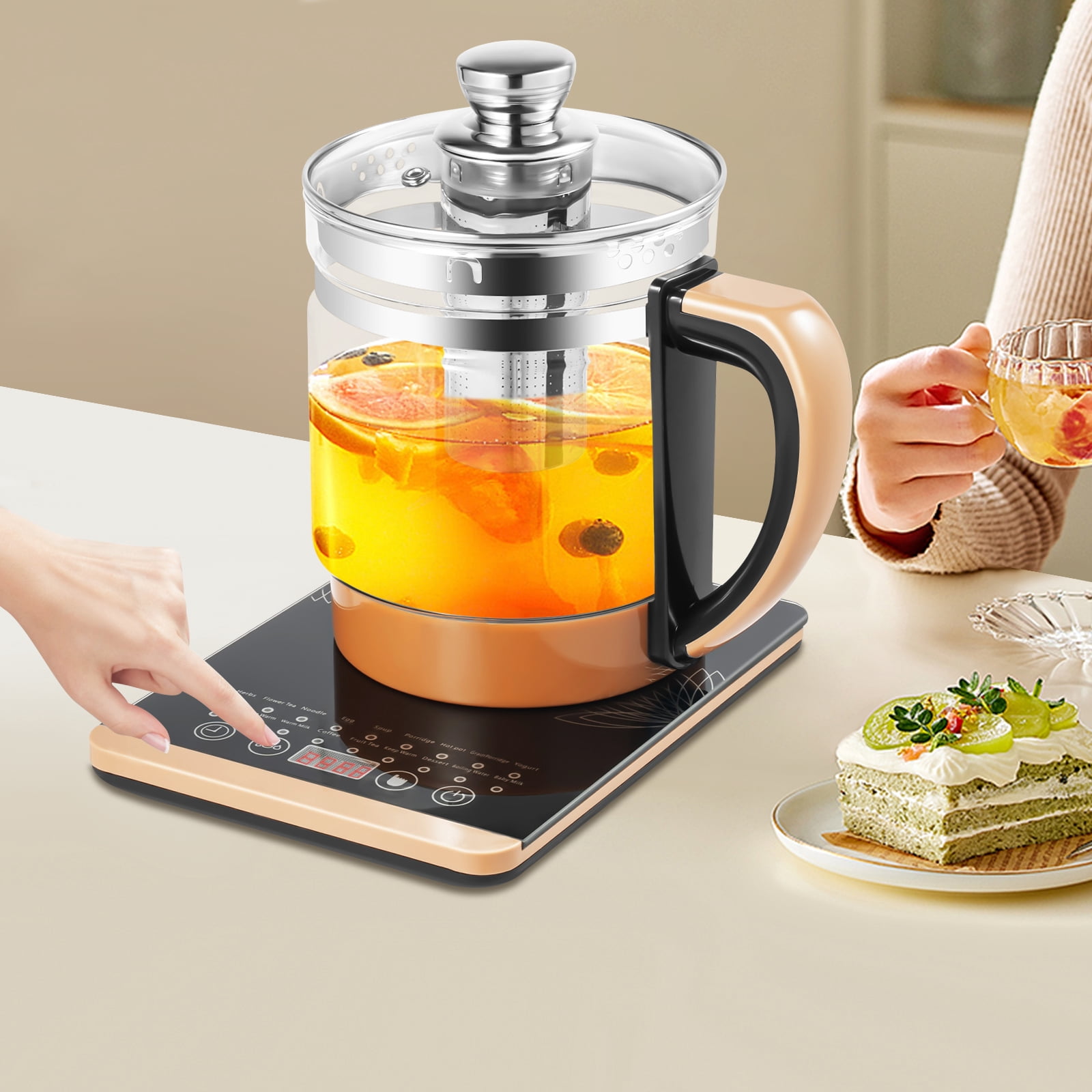 Peakora Electric Glass Kettle with 0.4gal Boiling Water Electric Kettle Temperature Control Electric Kettle with Tea Infuse Tea Maker with 18 Smart Menu Bpa-Free & Boil-Dry Protection