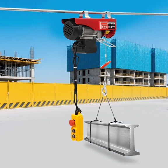 Peakora Electric Hoist, 440lbs Electric Winch, Electric Lift, 110v Electric Hoist with Remote Control & Single/Double Slings for Lifting in Factories, Warehouses, Construction Site, Mine Filed