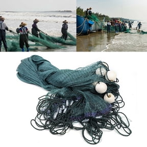 Peakora Fishing Net 10*65ft Polyethylene Beach Seine Durable Easy Throw Sinker Nets with Floats Fishing Drag Net Monofilament Sinker Nets for Seining Minnows and Shiners