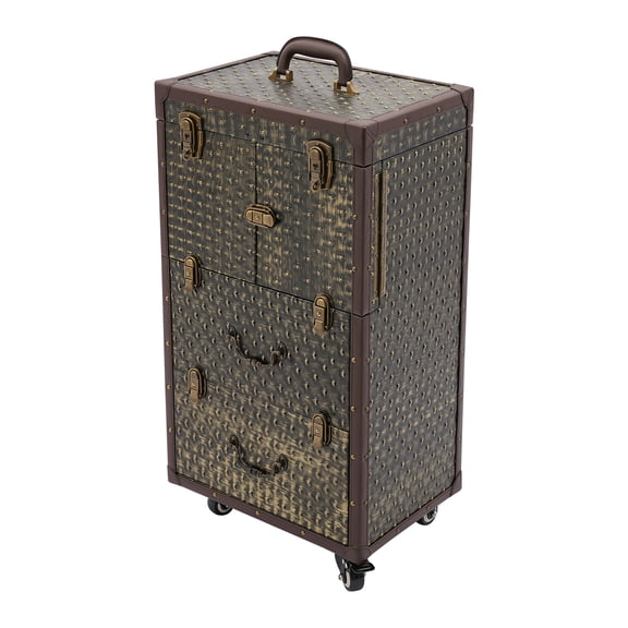 Heavy-Duty Salon Organizer Trunk with Aluminum Alloy Frame & Non-Slip Wheels for Beauty Professionals