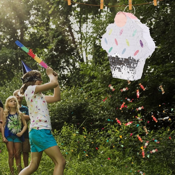 Peakora Ice Cream Pinata Ice Cream Cone Pinata Decoration Candy Party Pinata with Stick Fun & Interactive Party Decoration Candy Donut Ice Cream Pinata 12.99*14.96in
