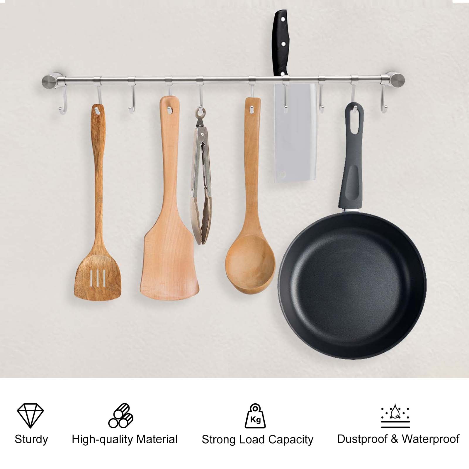 Peakora Kitchen Hanging Racks 304 Stainless Steel 20 Inch Rail Utensil ...