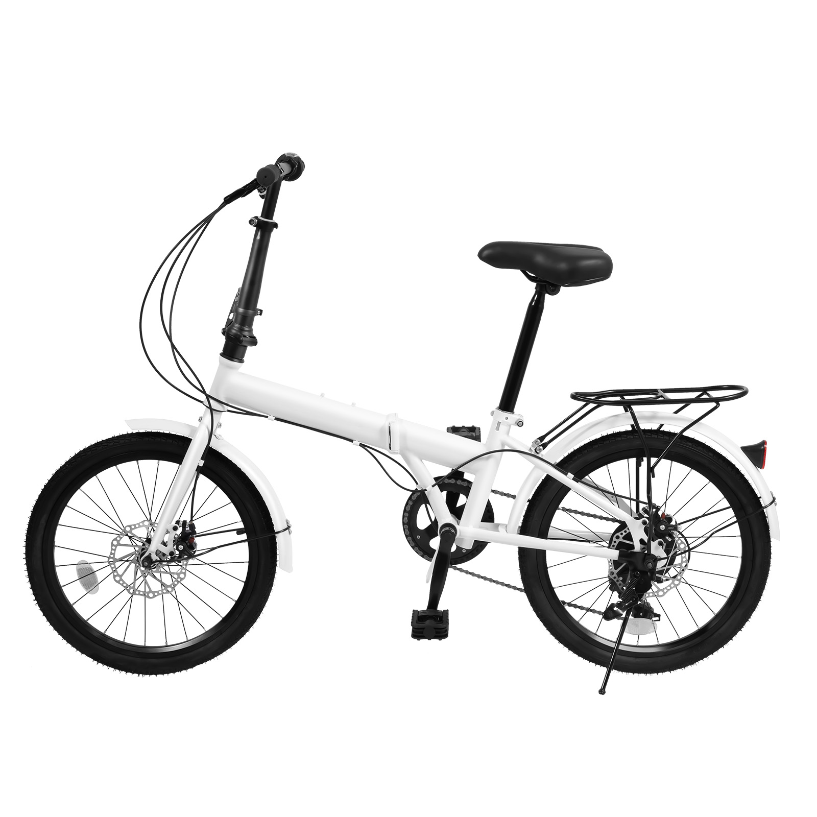 Peakora Modern Folding Bicycle with 7-Speed Gear System, Disc Brakes, Adjustable Seat & Handlebar Heights, Comfortable PU Cushion, Reflective Safety Features