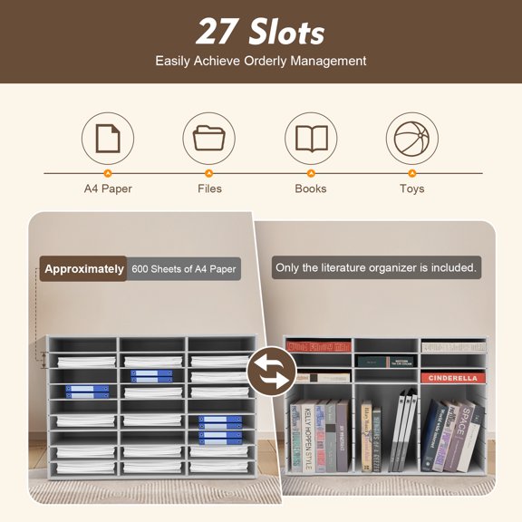 Peakora Modern White Desktop File Organizer with Large Capacity and Easy Assembly
