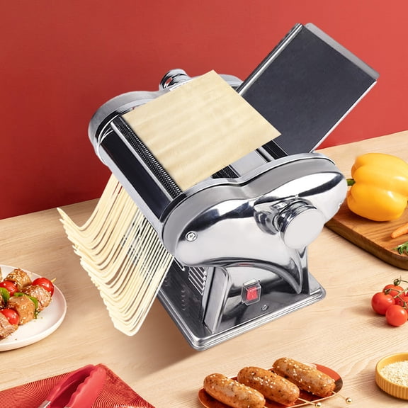 Peakora Portable Electric Noodle Maker 135w Pasta Making Machine with 8 Adjustable Thickness Gears Stainless Steel 2 Blades Type Dough Roller Sheeter for Breakfast Shops Homes Hotels