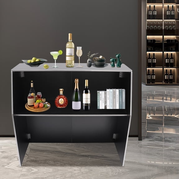 Peakora Portable Foldable Bar Freestanding Event Bar Bar Cabinet 47.75*19.5*42.75in Black