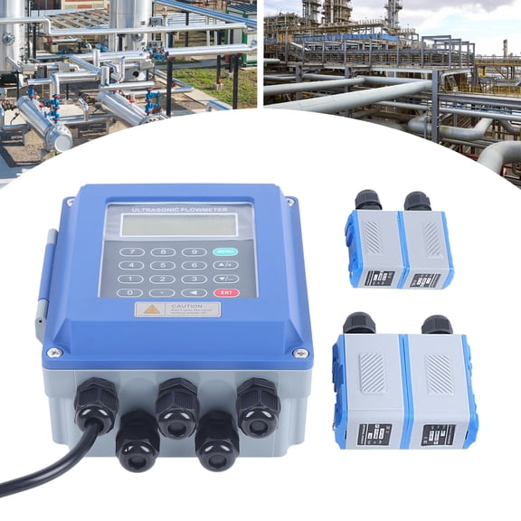 Peakora Portable Ultrasonic Liquid Flowmeter Digital Ultrasonic Wall-Mounted Clamp-On Non-invasive Digital Liquid Flow Meterflow Meter 4-20mA Pipe Flow Meter for Copper and Pvc Pipes