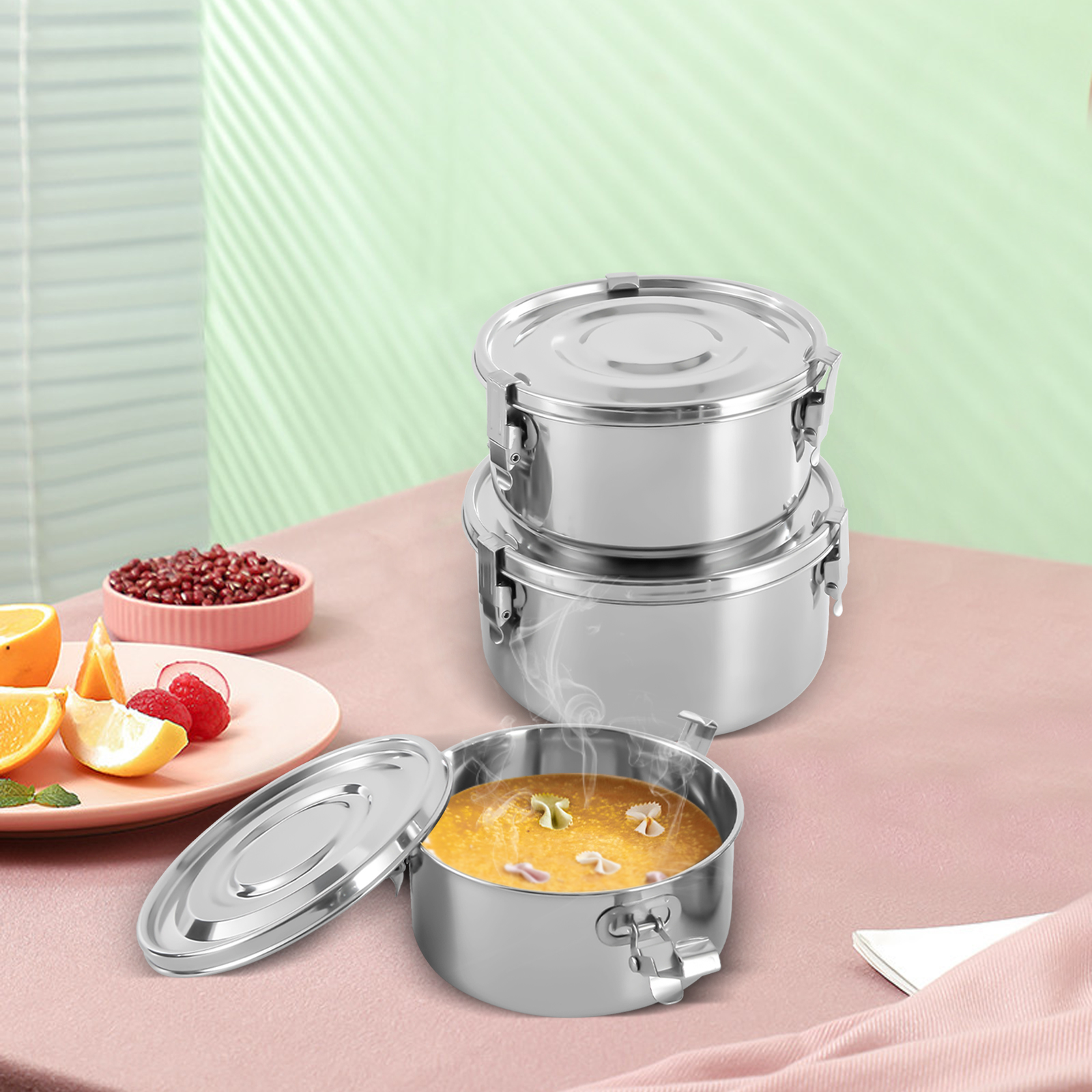 Peakora Premium Stainless Steel Food Storage Containers 304 Grade the Original Leak-Proof Airtight, Smell-Proof - Perfect for Camping Trips Lunches Leftovers Soups Salads