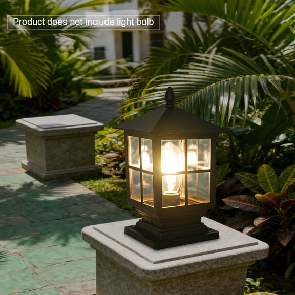 Peakora Retro Style Post Light Aluminum Alloy Post Light, Outdoor Post Lantern Landscape Post Lamp for Bedrooms, Cafes, Stores