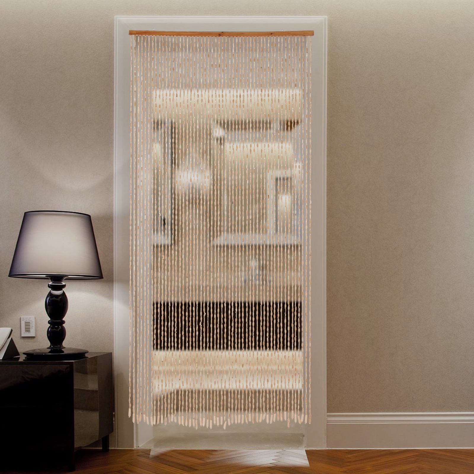 Peakora Retro Style Wooden Bead Curtain 78.74*35.43in Bamboo and Wooden Doorway Beads 27 Strings Room Blind Screen for Porch Bedroom Living Room Bathroom