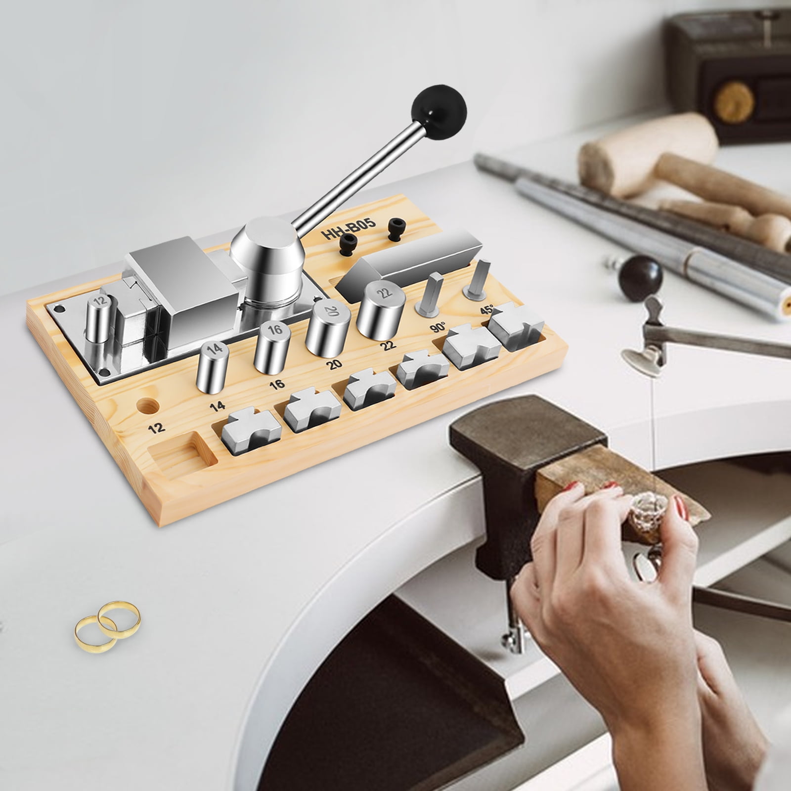 Peakora Ring Bending Tool Ring Bender Multi-functional Ring Bending Kit Earring Ring Bending Machine Metal Ring Earring Jewelry Crafts Making Processing Ring Bending Tool Set