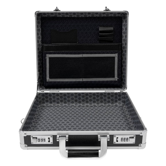 Peakora Secure Locking Storage Box, Aluminum Alloy & MDF, 15.6-Inch Laptop Storage, Stylish Business Design, Multiple Compartments, Easy-to-Clean Surface