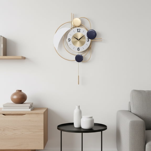 Peakora Silent Wall Clock with Sweep Quartz Movement  Precise Needle Movement, No Ticking, Automatic Pendulum Swing, Ideal for Home, Office, and Public Spaces