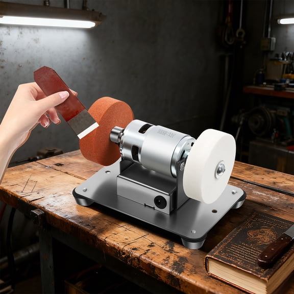 Peakora Small Table Grinder Multifunctional Electric Benchtop Sander 7 Speed Adjustable Variable Speed Table Grinder 96W 6000 RPM 6.3*3.9*3.9 in Used for Metal Wood DIY Handcraft