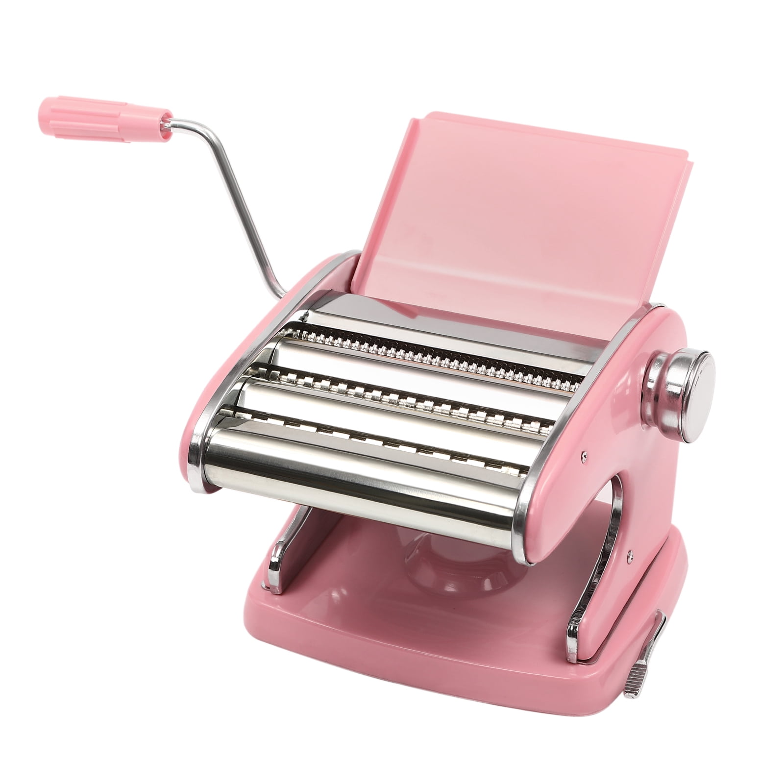 Pink Stainless Steel Manual Pasta Maker with Adjustable Thickness