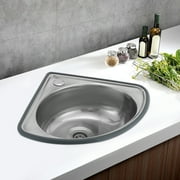 Peakora Stainless Steel Single Bowl Sink Triangle Corner Basin Narrow Sink Wall Mount Mini Triangular Hand Basin Sink Single Bowl Hand Wash Basin for Commercial and Home Use