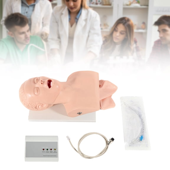Peakora Tabletop Electron Intubation Model Intubation Manikin Teaching Model Pvc Oral/Nasal Intubation Human Model with Electronic Monitor