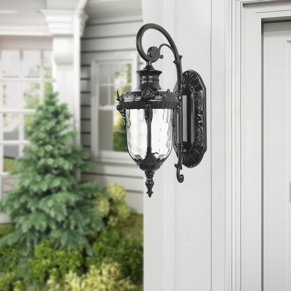 Peakora Vintage European Outdoor Wall Lamp Garden Courtyard Wall Light Retro Bronze Exterior Light Fixture IP23 Weatherresistant Porch & Patio Sconce for Front Door, Garden, Yard, Entryway Black