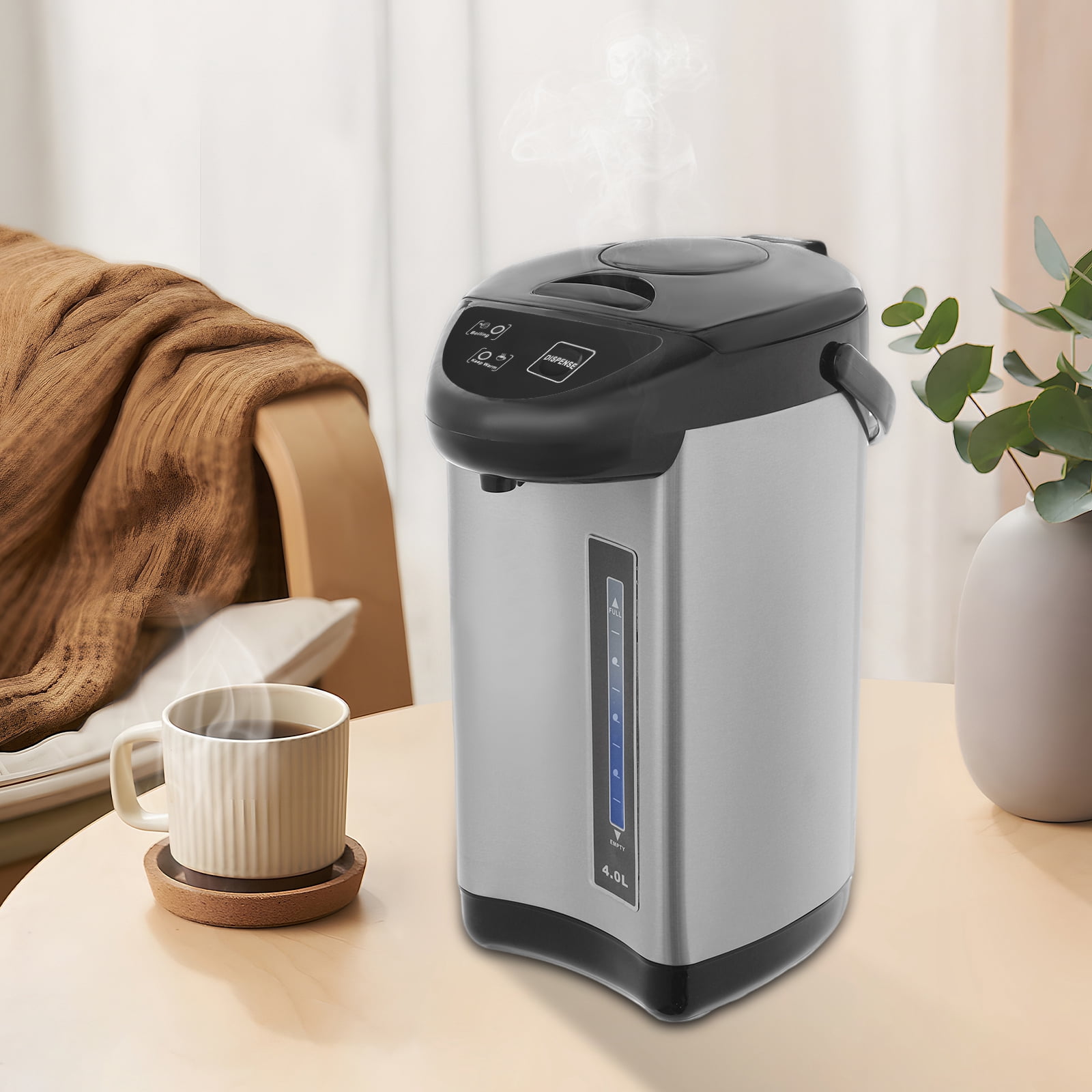 Peakora Water Boiler & Warmer 750w 304 Stainless Steel Removable Water Tank Large Capacity Tabletop Electric Kettle for Home & Commercial Places 24h Heat Preservation Black
